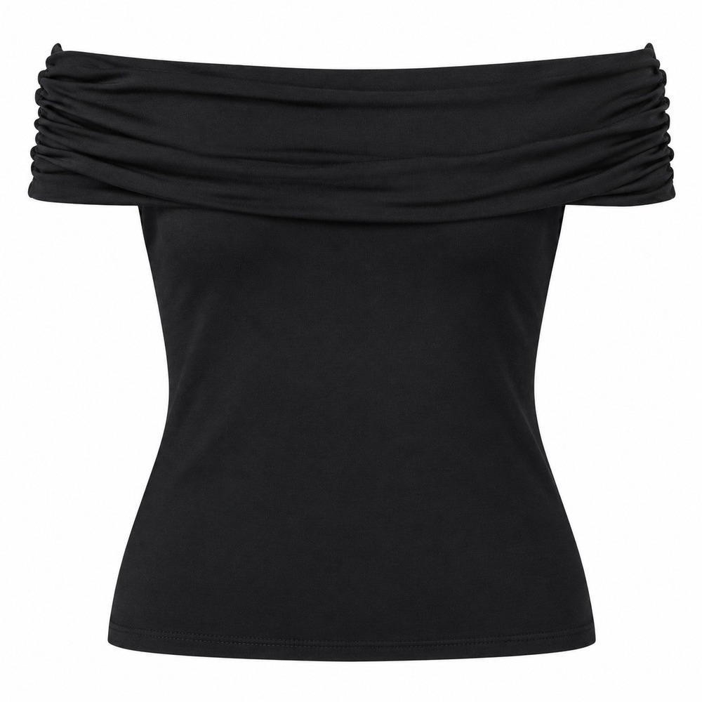 Reformation Womens Off The Shoulder Top XS Black Draped Bardot Neckline